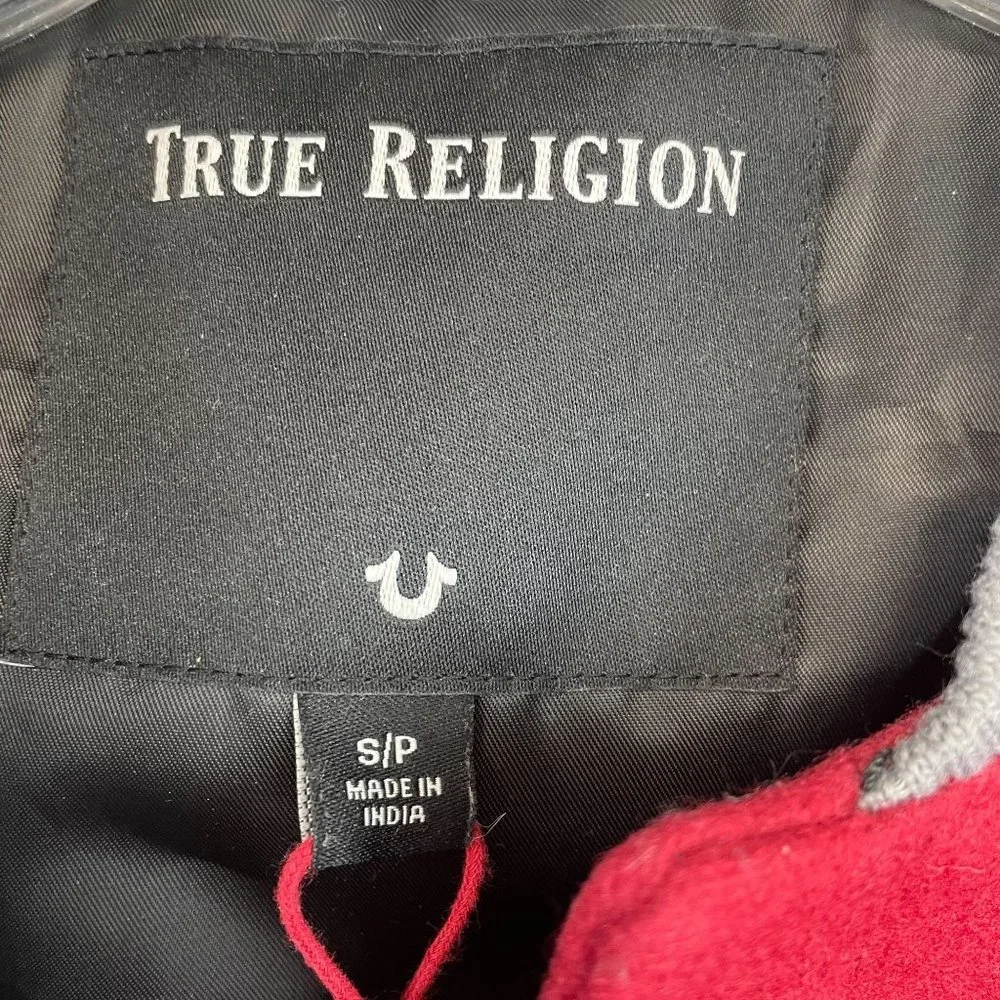 True Religion mens jacket size Small varsity jacket bomber wool blend - Picture 4 of 8